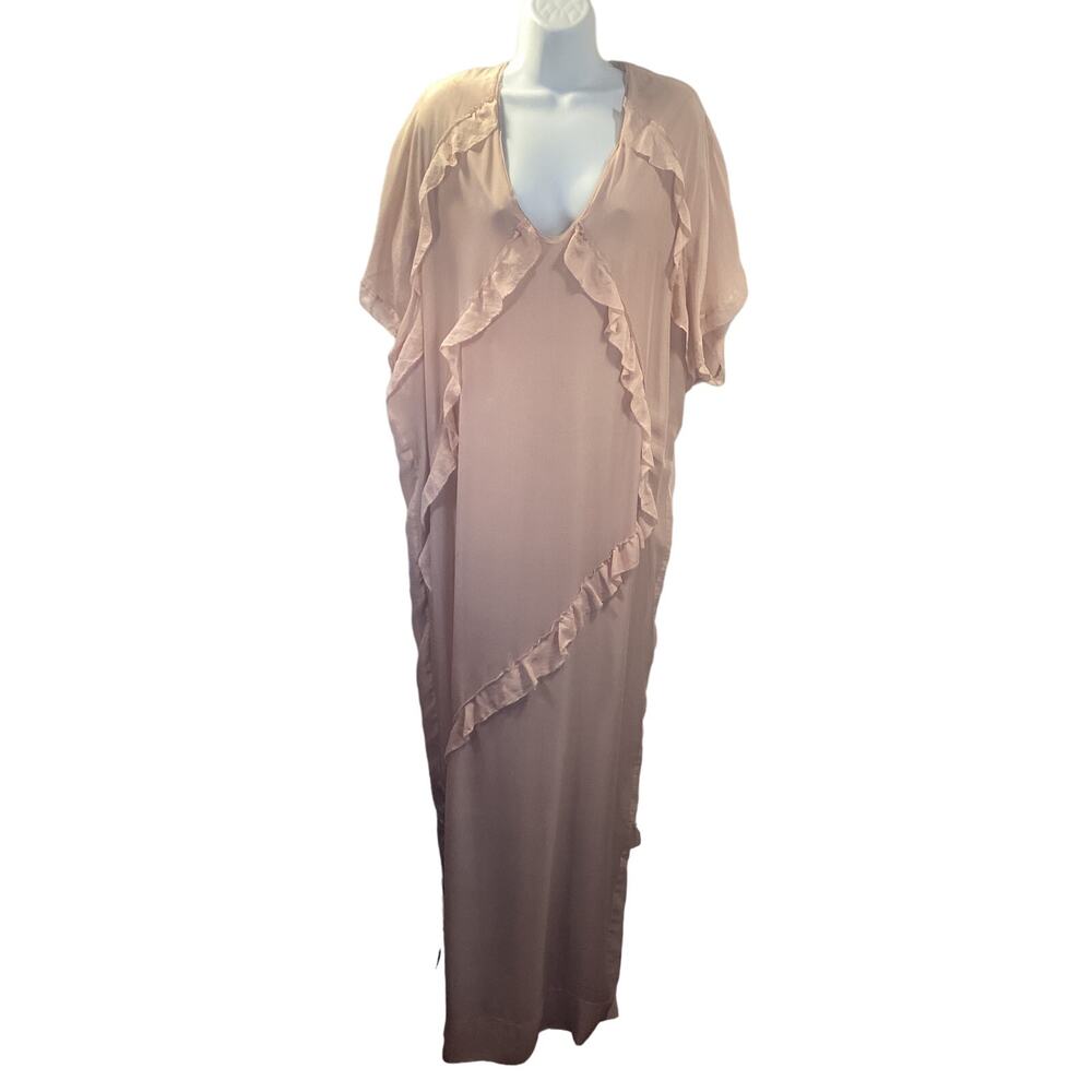 Chic Beige Maxi Dress with Ruffle Accents